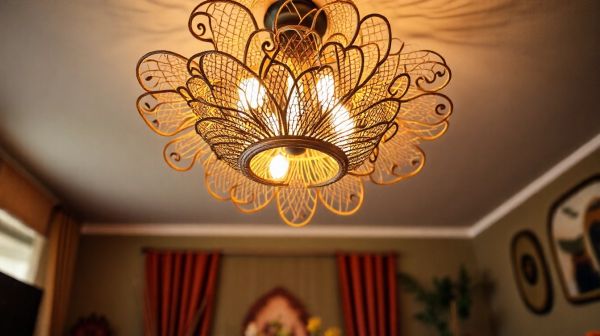 Transformez votre décor avec un abat jour en rotin floral rétro